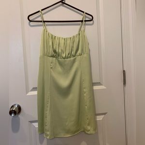 Light green ruched mini dress